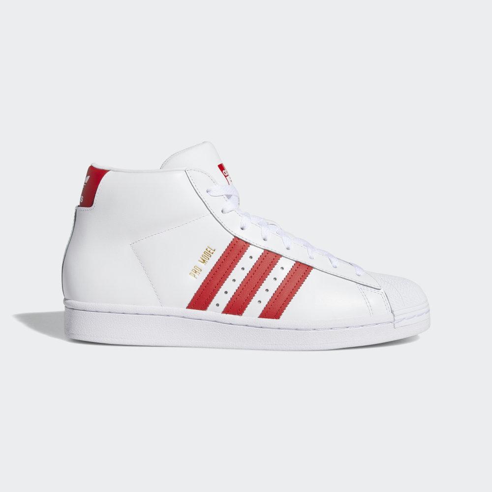 Adidas Men's Pro Model Shell Toe Originals Shoes White/Deep Red Ireland FV4493